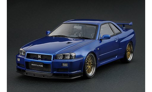 Nissan Skyline R34 1/18 Ignition Model GT-R V-Spec II Bayside Blue IG0162 diecast model cars